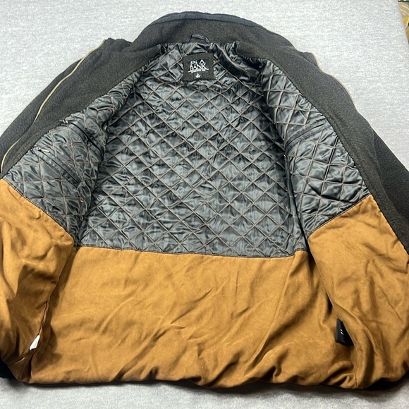 Jos A Bank Men’s Large Wool Tweed Coat Brown Black Button/Zip Pockets Luxury - Picture 4 of 13